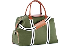 SAINT MONACO Saint Maniero Design Reisetasche Weekender Sporttasche Schultertasche Dufflebag atmungsaktiv Fitnesstasche Vintage Tasche Gross Reisegepäck Sportbag Freizeittasche Segeltuchtasche (Oliv-Grün, L)