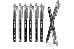 GELANTY Erasable Pens, 6PCS Black Rub Out Pens with Rubbers on the End, 0.5mm Erasable Gel Black Pens for Writing Journaling Drawing Artwork Home Office School Stationary Supplies
