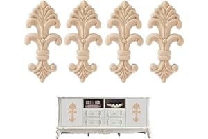 Hezhou 4 Pezzi Modanature intagliate in legno ad Angolo Decalcomania Legno Artigianato Applique Cornice Mobili Non Verniciati Decorative Legno Da Intaglio Mobili Angolo (M)