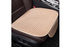 YUNZLAN Ice Silk Car Seat Cushion,Breathable Cool Comfort Car Drivers Seat Covers, Universal Car Interior Seat Protector Pad for Car Truck Vehicle SUV (Beige, 1pcs Front pad)
