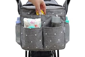 Bostar Bolsa de Carro para Bebe Bolsa Multifuncional de Gran Capacidad para Mamá Bolsa de Almacenamiento Correa Universal Silla de Paseo 34 * 32 * 19cm