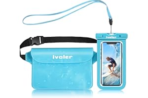 ivoler Waterproof Pouch Bag + Phone Case, Waterproof Case Dry Bag for Beach,Swim,Boating,Kayaking,Hiking,Protect Phone, Camera, Cash, Mp3, Passport, Document From Water, Sand, Snow, Dust - Light Blue