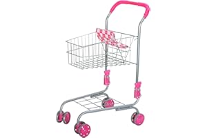 BiBi Doll Kids Shopping Trolley With Doll Seat In Pink - Toy Grocery Cart For Kids Toy Shop, Role Play Toys for Children Age 3 Years +