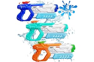 RONSTONE Pistolets à Eau pour Enfants Adultes, 3 Pièces Pistolets à Eau avec Une Longue Portée de Tir, Pistolet a Eau, Idées Cadeaux Jouets pour L'été Jardin Piscine Plage Combats d'eau et La Fête