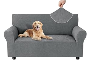 Ystyle Funda Sofa 2 Plazas, Couch Cover Elasticas, Funda para Sofa Antiarañazos Gatos, Forros para Sofas Antideslizante, Protector Sofa Antimanchas Lavable Anti Perros, Gris Claro