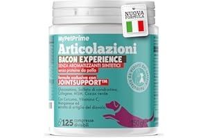 MyPetPrime Articolazioni Cane Mangime Complementare 120 + 5 Compresse Extra Incluse | Nuova Formula JointSupport con MSM, Polvere di Cozza Verde, Glucosamina, Condroitina e Artiglio del Diavolo