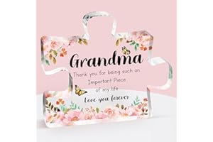 BUIOATA Grandma Gifts, Christmas Gifts for Grandma - Acrylic Block Puzzle Grandma Birthday Gifts, Touching Sayings Engraved Grandma Presents for Birthday Mothers Day, 3.3×3.9 inch