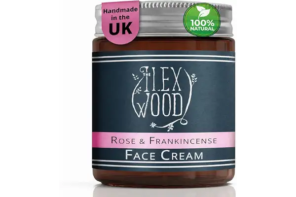 The Ilex Wood Crema Facial de Rosa e Incienso para Piel Madura, 60 ml | Crema facial hidratante para piel seca y madura. 100 % natural, vegana, sin agua, concentrada y hecha a mano.