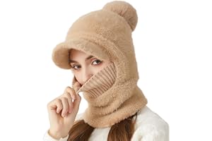 Rayson Czapka z dzianiny 3 w 1, zestaw dla kobiet, na zimę, ciepła czapka z pomponem, do uprawiania sportów na świeżym powietrzu