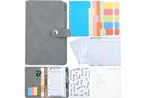 MHaustlie A6 Carpeta de Ahorro de Dinero, Carpeta de Presupuesto Budget Planner, Budget Binder Organizador con 12 Bolsas Transparente, Agenda Ahorro Dinero, Gris