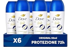Dove Advanced Care Original, Deodorante Uomo e Donna Antitraspirante Roll On, Formula Delicata Con Tripla Azione Idratante, Protezione Fino a 48 Ore, Confezione da 6 Pezzi x 50 ml