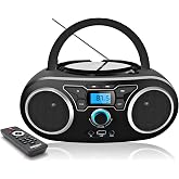 CD Player, Portable Bluetooth FM Radio Stereo with Crystal Sound, MP3 CD Playback, USB/AUX Input, CD for Kids