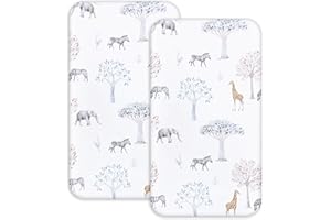 ZHONYEE Changing Pad Cover Ultra Soft Breathable Changing Table Sheets 2 Packs, Muslin Baby Diaper Change Table Pad Covers for Girls & Boys 6.3 x 5.5 Inch (Zebra)