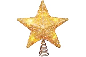 LAWOHO Árbol de Navidad Star Topper - Dorado Brillante diseño de Estrellas - árbol de Halloween Ajuste Base de 10 Pulgadas (no Incluido) para General tamaño árbol de Navidad