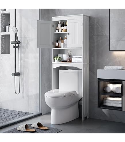 Armoire De Rangement Pour Salle De Bain - 165,1 Cm, Blanc, Gain De Place Au-dessus Des Toilettes Ou Machine à Laver - 13