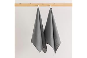 BL BELUM Belum | Pack 2 Paño de Cocina Lavable a máquina 100% Lino | Pack 2 Trapos de Cocina 45x70 Lino100% | Pack 2 Toallas de Cocina Reutilizables (Antracithe)