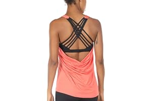 icyzone Femme Débardeur de Sport 2 en 1 - Débardeur sans Manches avec Soutien-Gorge intégré, Fitness Yoga Tank Top