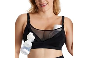 momcozy Soutien Gorge Allaitement et Tire Lait Mains Libres en Maille Respirante, Soutien Gorge Tire Lait Grande Taille 36C-44G, Brassière Tire Lait Confortable 2 en 1