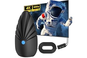 YOWREPU Antenna TV Interna - Antenna TV con 400KM Gamma 360° Ricezione del Segnale, Antenna TV con Cavo Coassiale da 5m