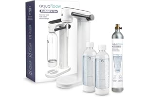 Aquafloow Saturateur D'eau Gazeuse – avec Cylindre CO2 & 2 Bouteilles 800ml sans BPA – Machine à Eau Pétillante sans électricité – Design Moderne pour la Cuisine ou le Bureau