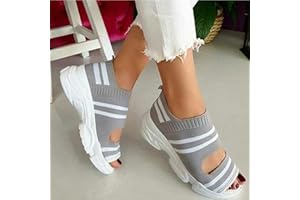 DZQQ Femmes sandales femme chaussures tissu extensible sans lacet Peep Toe compensées chaussures été plate-forme sandales dames baskets décontracté