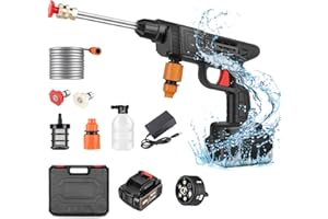 ZEBBYEE Idropulitrice a Batteria, 48 V Max 90 Bar Idropulitrice Portatile con Ugello Multispruzzo 6 in 1, Tubo da 5M, Lancia di Prolunga, Strumento per La Pulizia Dell'auto da Esterno per Giardino