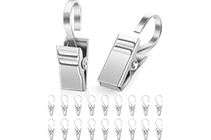 Caianwin 20 Stück Gardinen Klammern Edelstahl Vorhang Clips Silber Metall klemmhaken für Vorhänge Duschvorhang Fotos Lichterketten