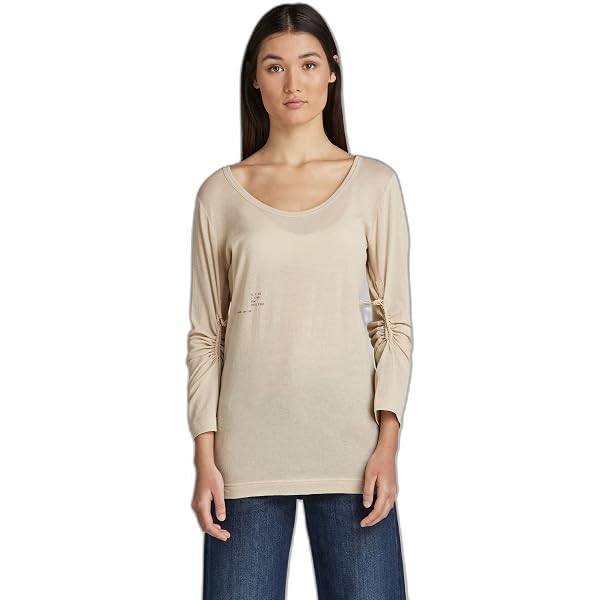 T-Shirt G-Star Donna Waffle Slim Granddad Top - Cotone Morbido, Design Moderno, Vestibilità Slim