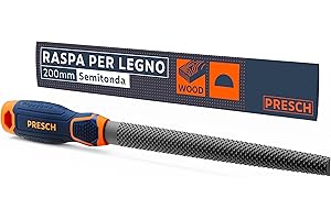 Presch Raspa per legno mezzotonda 200 mm - Raspa di alta qualità con taglio bilaterale H2 per modellare fori e curve in legno duro o tenero, Lima professionale per legno.