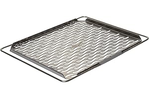 Lares Blacha do pieczenia ze stali nierdzewnej z wysuwanymi fiszbinami – z otworami w kształcie fali – wymiary powierzchni do pieczenia: 32 x 47 cm – Made in Germany