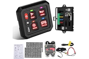 Chelhead 4 Gang Switch Panel RGB 12V/24V Multifunction Toggle Momentary Flash Strobe Aluminum Switch Panel with Circuit Control Relay System Box Compatible with Camper RV ATV SUV UTV Truck Car Marine