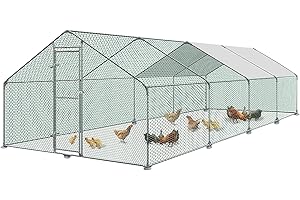 LZQ Kurnik na zewnątrz, wolny wybieg dla kur, z dachem, kurnik dla drobiu, ocynkowana stalowa rama z polietylenu, 3 x 8 x 2 m