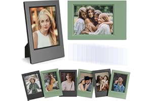 HIYQIN Mini Cadres Photo 2x3 - Paquet de 8/Mini Cadres Photo Compatibles avec Fujifilm Instax/Polaroid 2 x 3 Pouces Photo/Film Instantané - Noir + Vert