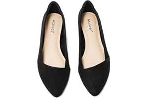 Ataiwee Women's Wide Width Flat Shoes - Comfortable Breathable Pointed Suede Soft Anti Slip Sole Ballet Flats.