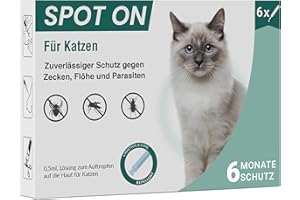 Animal Vita® Spot On Zeckenschutz für Katzen [6 Monate zuverlässiger Schutz] Zeckenmittel für Katzen -Zeckenschutz Katze - Spot On für Katze
