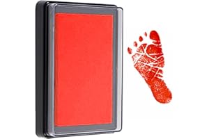 Empreintes Bébé,Empreinte Main Pied Bebe,Kits de Moulage et d'Empreintes, Tampon Encreur Réutilisable,Enfant Empreinte Clean Touch Tampons,Facile à nettoyer,Souvenir (Rouge)