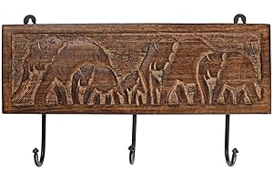 Ajuny Gancho de madera para colgar en la pared, diseño de elefante, para entrada, vestíbulo, cocina, granja, pasillo, decoración del hogar, regalos