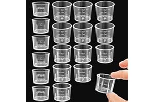 ALICEEDG Lot de 15 mini gobelets doseurs transparents pour liquide de cuisine - 10 ml, 15 ml, 20 ml - En plastique transparent - Avec graduation
