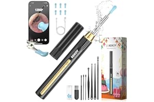 ‎KEKOY Kekoy P8 Ohrenschmalz Entferner Otoskop, 1920P HD Ohrenreiniger Kamera, IP67 Wasserdicht Wifi Ohrreiniger mit Lichtern für iOS & Android, Ohr Kamera für Erwachsene & Kinder(Schwarzgold + Geschenk)