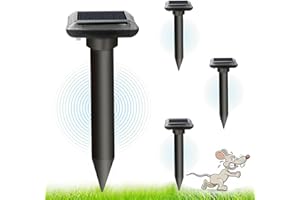 QUEATH Solar Maulwurfschreck,Ultrasonic Maulwurfabwehr 4 stück,Ultraschall Maulwurfschreck für Vertreiben Wühlmäuse,wühlmäuse vertreiben,Maulwürfe vertreibens,Wühlmausschreck