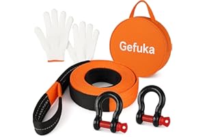 ‎GEKUFA Gekufa Abschleppseil pkw 5M x 5cm, 10 Tonnen (22046 Lbs) Abschleppseil Auto Kit mit 2 Verstärkten Haken und Reflektierenden Streifen, Abschleppseile Für Off-Road Recovery (Orange)