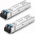 QSFPTEK 2Pack 1000BASE-LX/LH Gigabit SFP Module, 1310nm, 10km, DDM, Single-Mode LC Mini-GBIC Transceiver for Cisco GLC-LH-SMD/GLC-LX-SM-RGD, Ubiquiti UF-SM-1G, Netgear, Mikrotik, Supermicro