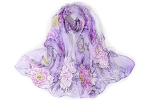 Lamca Chiffon Scarf - Ladies Scarves Lightweight Floral Print Scarf for Women UK