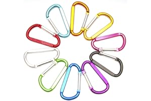 DTXLX Klips z karabińczykiem D-ring stop aluminium wspinacz pierścień blokujący breloczek klamra, używany na kemping na świeżym powietrzu, wędkarstwo, podróż kamperem, plecak (10 szt. 78 mm)