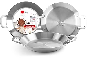 IBILI, Padella per paella triply energy, 38 cm, acciaio inox, 8 porzioni, adatta ai piani a induzione.