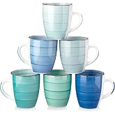 vancasso Bonita Series Set 6 Coffee Cups, 360 ml Breakfast Mugs, Milk Cup Set, Ceramic Mugs, Microwave and Dishwasher, Hand P