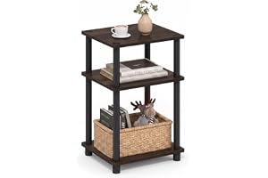 Furinno Sidobord med 3 hyllplan, trä, Columbia valnöt, svart, 29,21 x 34,04 x 57,91 cm