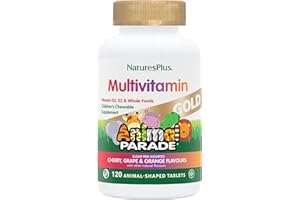 NATURE'S PLUS NaturesPlus Animal Parade Gold Children’s Multivitamin - Animal Shaped Chewable Multi for Kids - Assorted Flavours - Vegan, Gluten Free - 120 Chewable Tablets