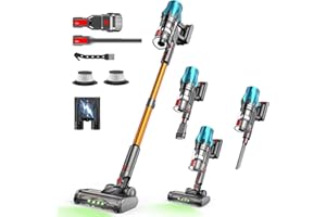 bergxperten oryzom Ultra-starker Akku-Staubsauger mit automatischer Stauberkennung/Bis zu 40 Minuten Laufzeit/Beutelloser Staubsauger für Teppiche, Hartböden & Tierhaare 550W -Blau