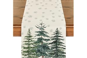 Artoid Mode Kiefern Schneeflocken Weihnachten Tischläufer, Saisonnal Winter Küche Tisch Dekoration Drinnen Urlaub Party Dekor 40x100 cm